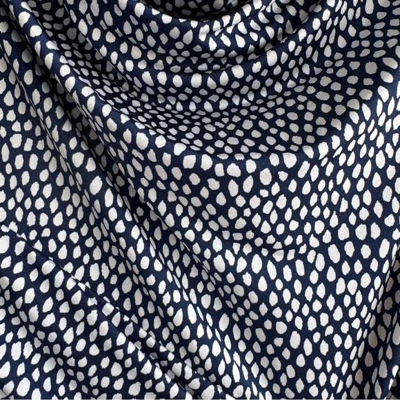 DANA BUCHMAN Navy Blue + White Sleeveless Twist Front Spotted Print Dress Small - Picture 6 of 6